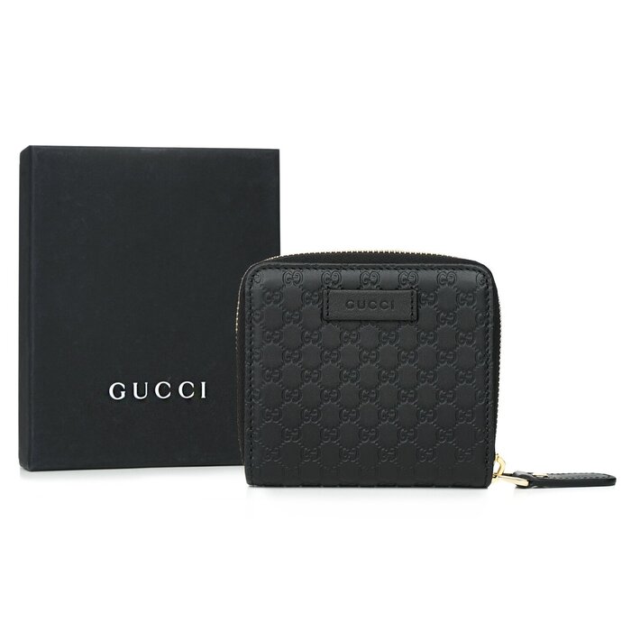 Gucci Micro GG Guccissima Leather Small Bifold Wallet 449395 BlackProduct Thumbnail