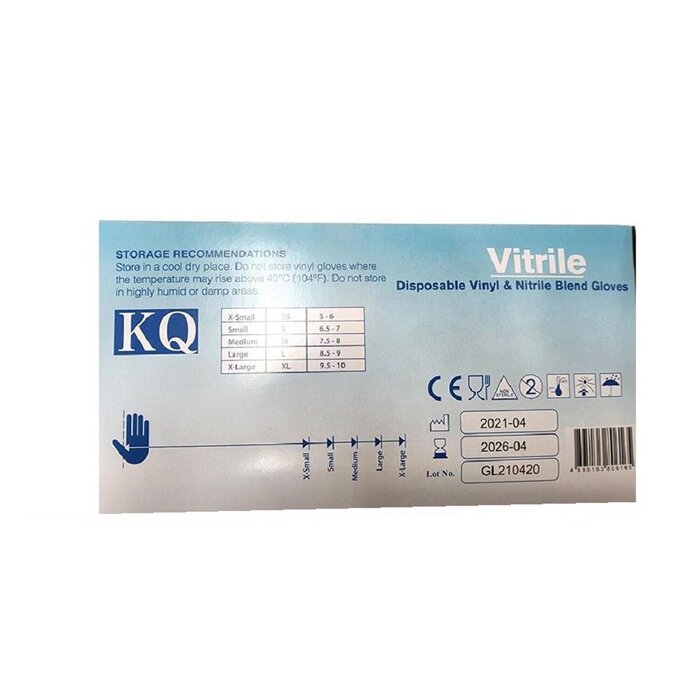 KQ KQ - 바이트릴 일회용 비닐 & 니트릴 혼합 장갑 - 블루 (XL) XLProduct Thumbnail