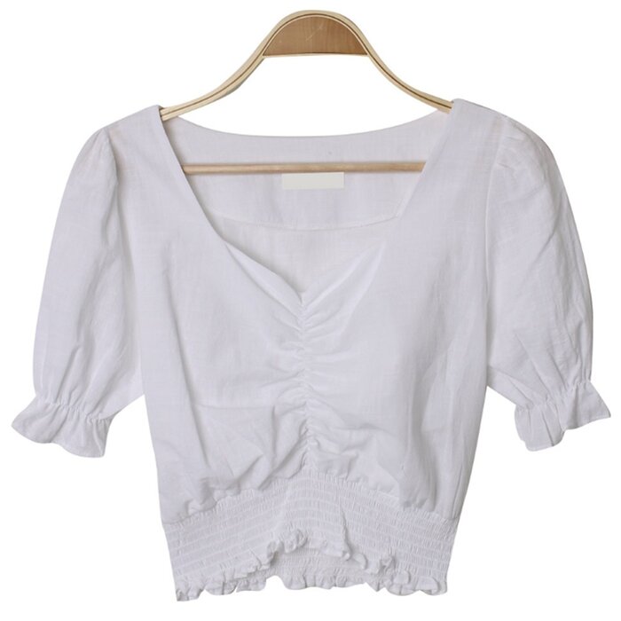 Trendywhere Shirring Puff Sleeve Crop Top Free (XS-M)Product Thumbnail