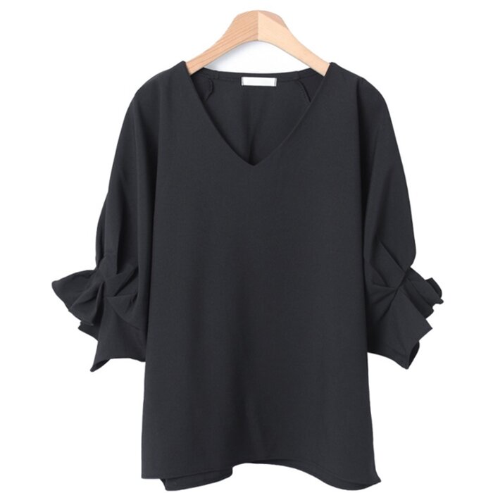 Trendywhere V-Neck Loose Fit Ruffle Blouse Free (XS-L)Product Thumbnail