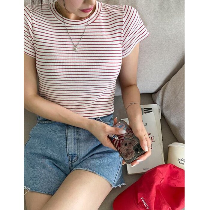 Trendywhere Striped Slim Fit Crop Top Free (XS-M)Product Thumbnail