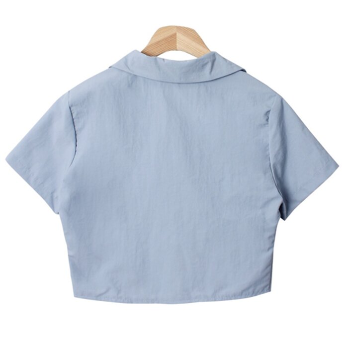 Trendywhere Split Front Collar Crop Shirt Free (XS-M)Product Thumbnail