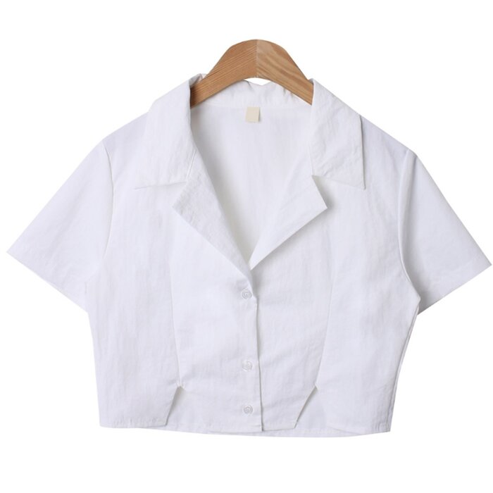 Trendywhere Split Front Collar Crop Shirt Free (XS-M)Product Thumbnail