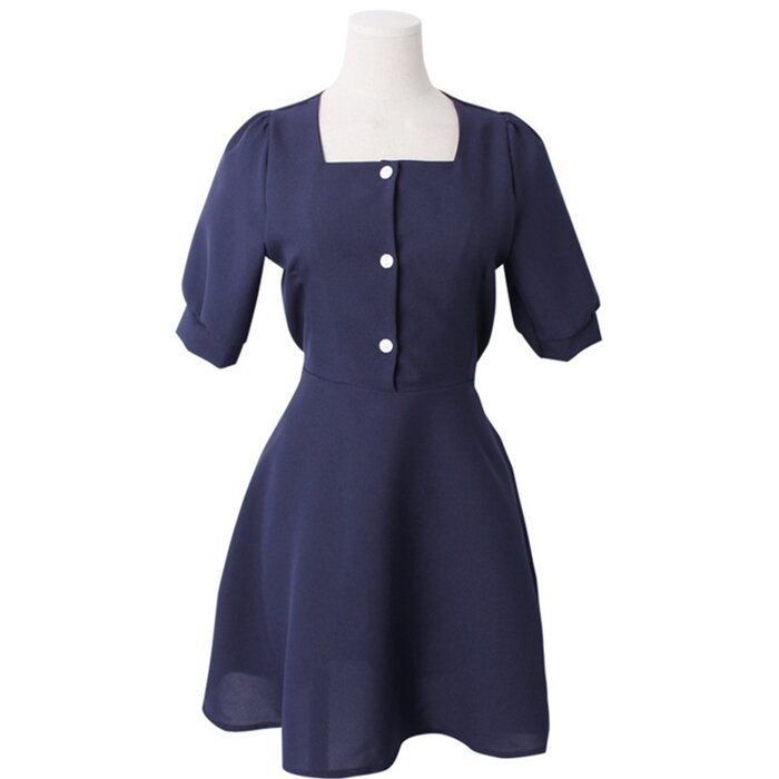 Trendywhere Square Neck Puff Sleeve Button Front Dress Free (XS-M)Product Thumbnail