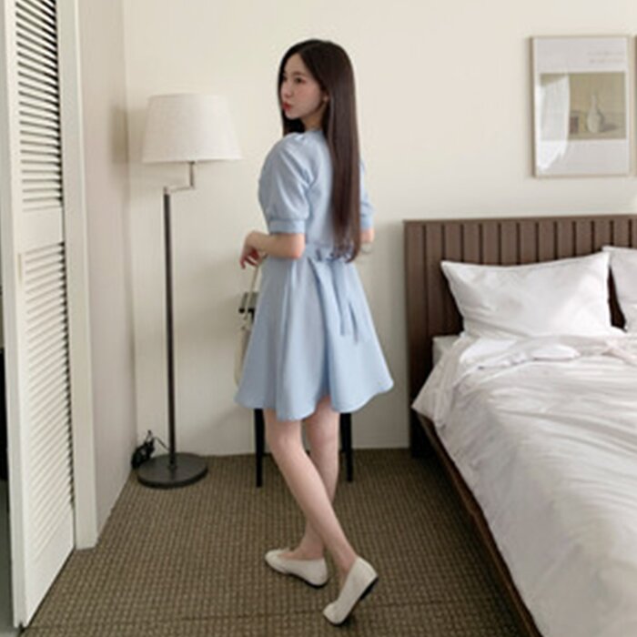 Trendywhere Square Neck Puff Sleeve Button Front Dress Free (XS-M)Product Thumbnail