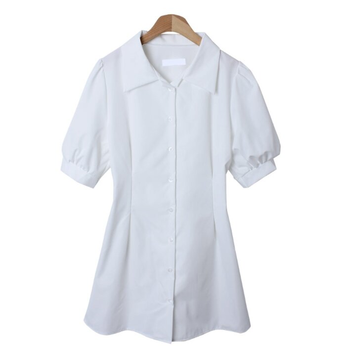 Trendywhere Puff Sleeve Button Front Collar Shirt Dress Free (XS-M)Product Thumbnail