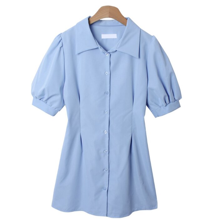 Trendywhere Puff Sleeve Button Front Collar Shirt Dress Free (XS-M)Product Thumbnail