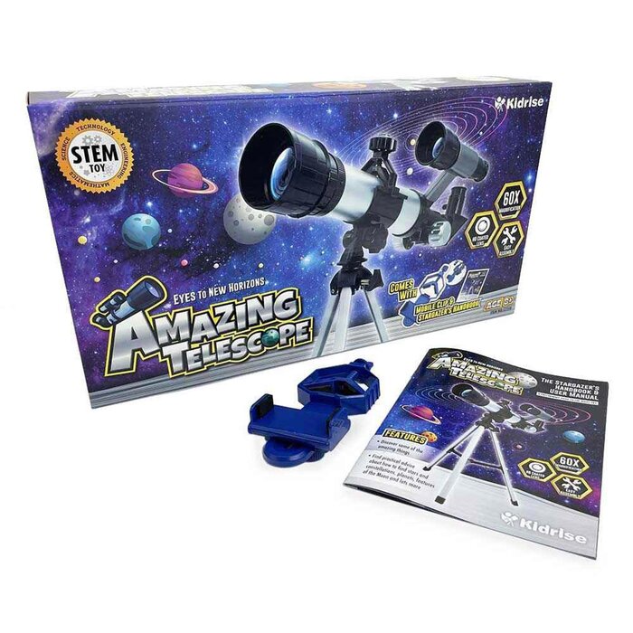 Kidrise Kidrise Astronomy Science STEAM Children 60x Refraction Astronomy Stargazing Telescope: Amazing Telescope (with mobile phone holder, stargazing guide book) Fixed SizeProduct Thumbnail