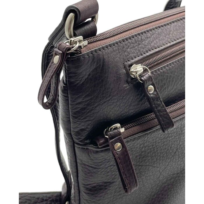 Leatheraft Cadence Business Leather Zipped Crossbody Bag(raisin) 8&quot;x 8&quot;x2.5&quot;Product Thumbnail