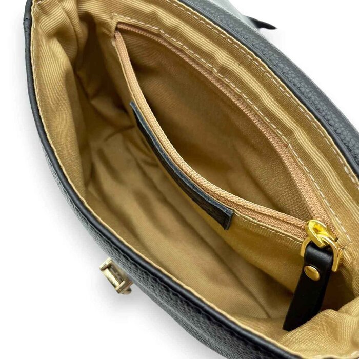Leatheraft ISHA Pebbled Leather Small Shoulder Satchel Bag(Black) 13x16.5x 6cmProduct Thumbnail