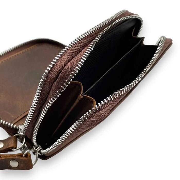 Leatheraft RHYS Distressed Leather Card And Key Pouch / Case(Coffee) 11.5x8x3.5cmProduct Thumbnail
