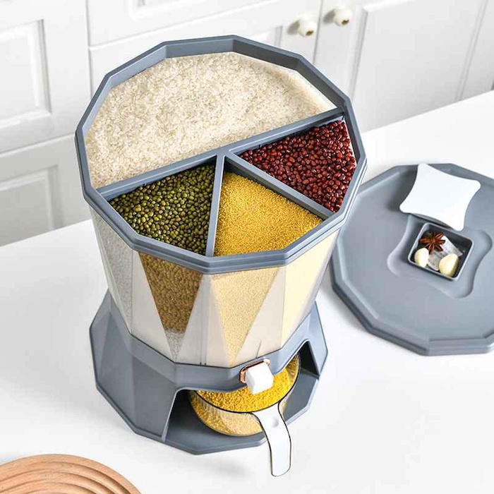 jinwell Green Rotating rice bucket kitchen bucket press seal moisture insect proof rice box GreenProduct Thumbnail