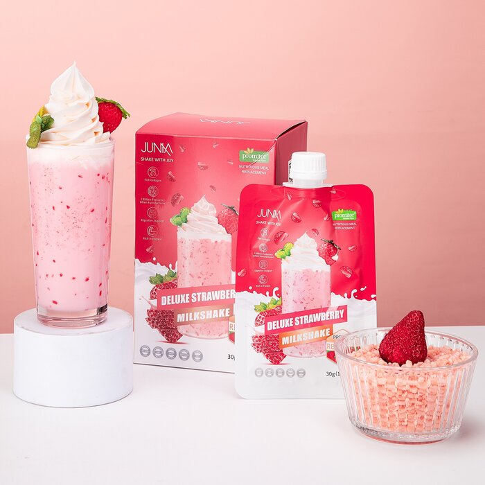 JUMIA [原箱優惠]士多啤梨低卡代餐奶昔 - 含膠原蛋白+10億益生菌+膳食纖維 | 美肌瘦身纖體減肥 | 運動健身減脂 | 含100%REALFRUIT草莓果肉 即沖乳酪飲品EXP:2027/07 30g*10packs*6boProduct Thumbnail