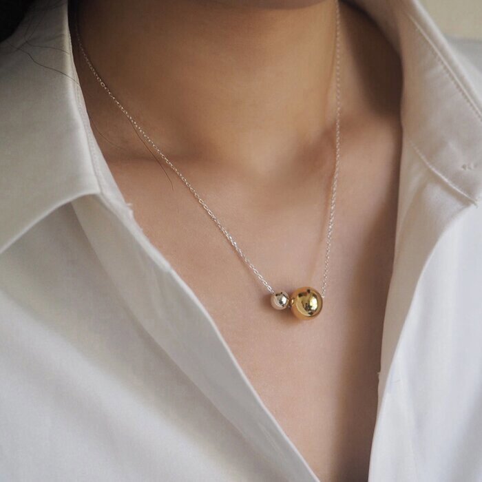 eclater jewellery Olisa 2-Tone Ball Necklace Gold - 38-44cm - 小物