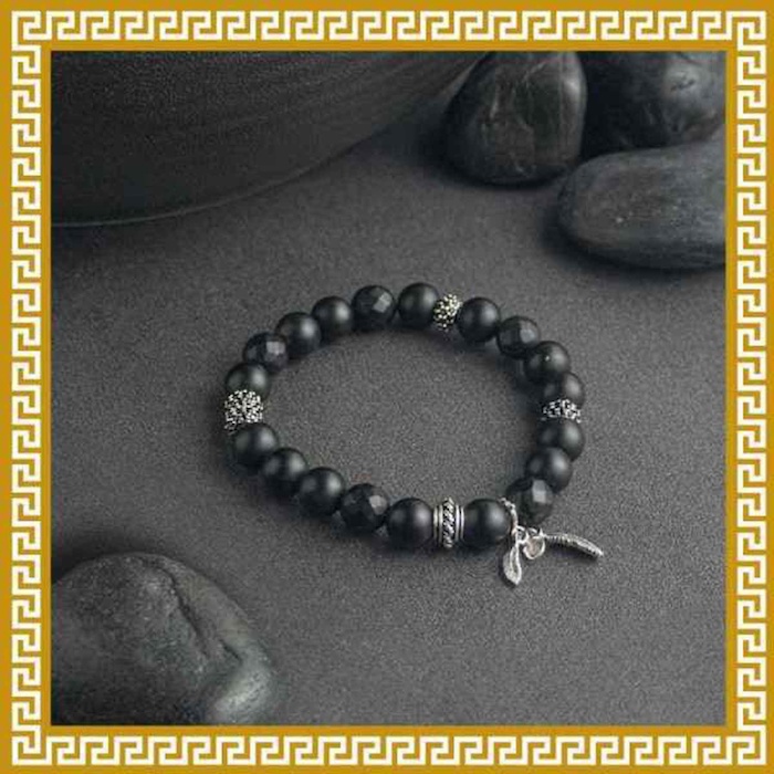 Ji Qing Tang Dark Warrior - Matte Obsidian & Silver Spark Bracelet undefinedProduct Thumbnail