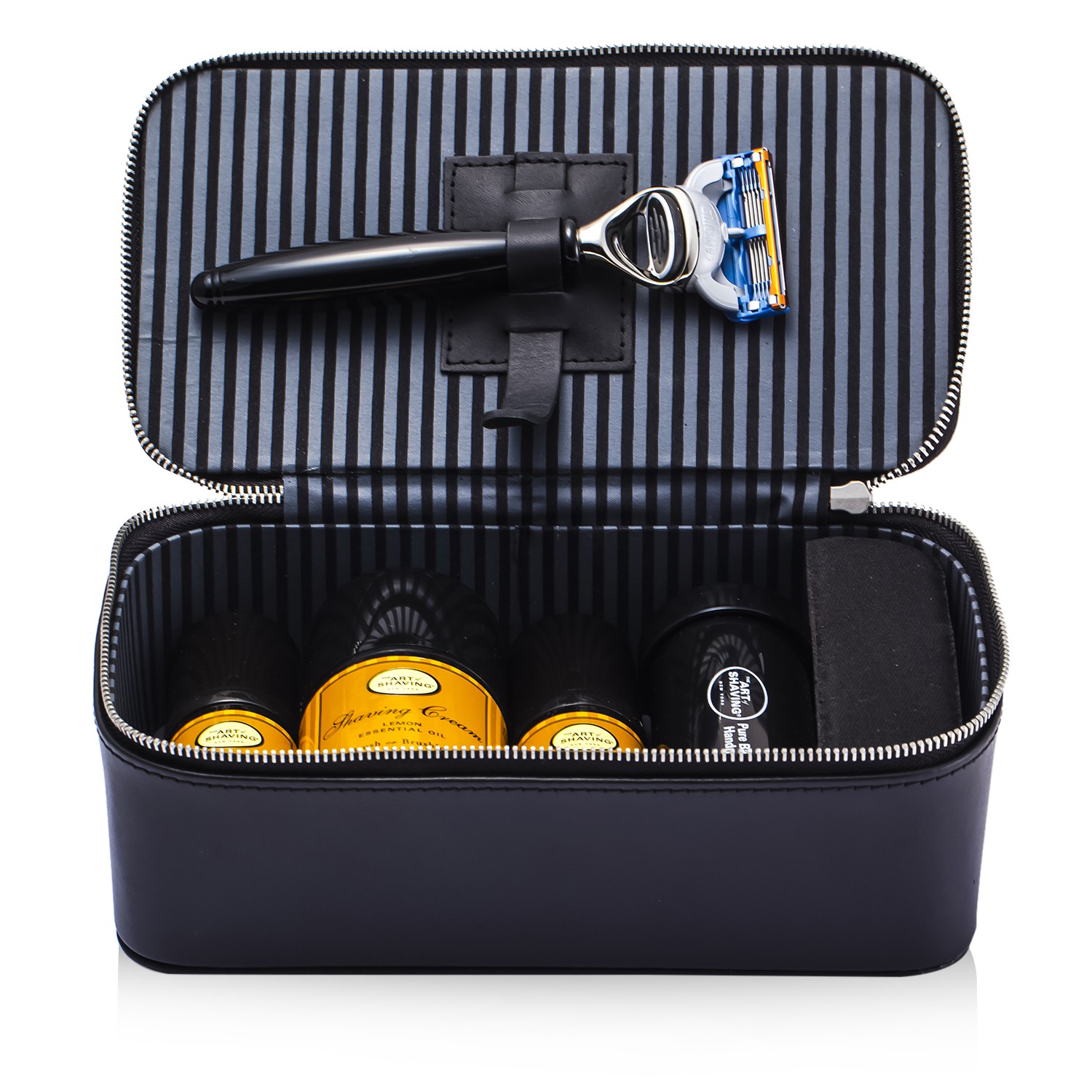 The Art Of Shaving Travel Kit (Lemon): Razor+ Shaving Brush+ Pre-Shave Oil 30ml+ Shaving Cream 45ml+ A/S Balm 30ml+ Case 5pcs+1case