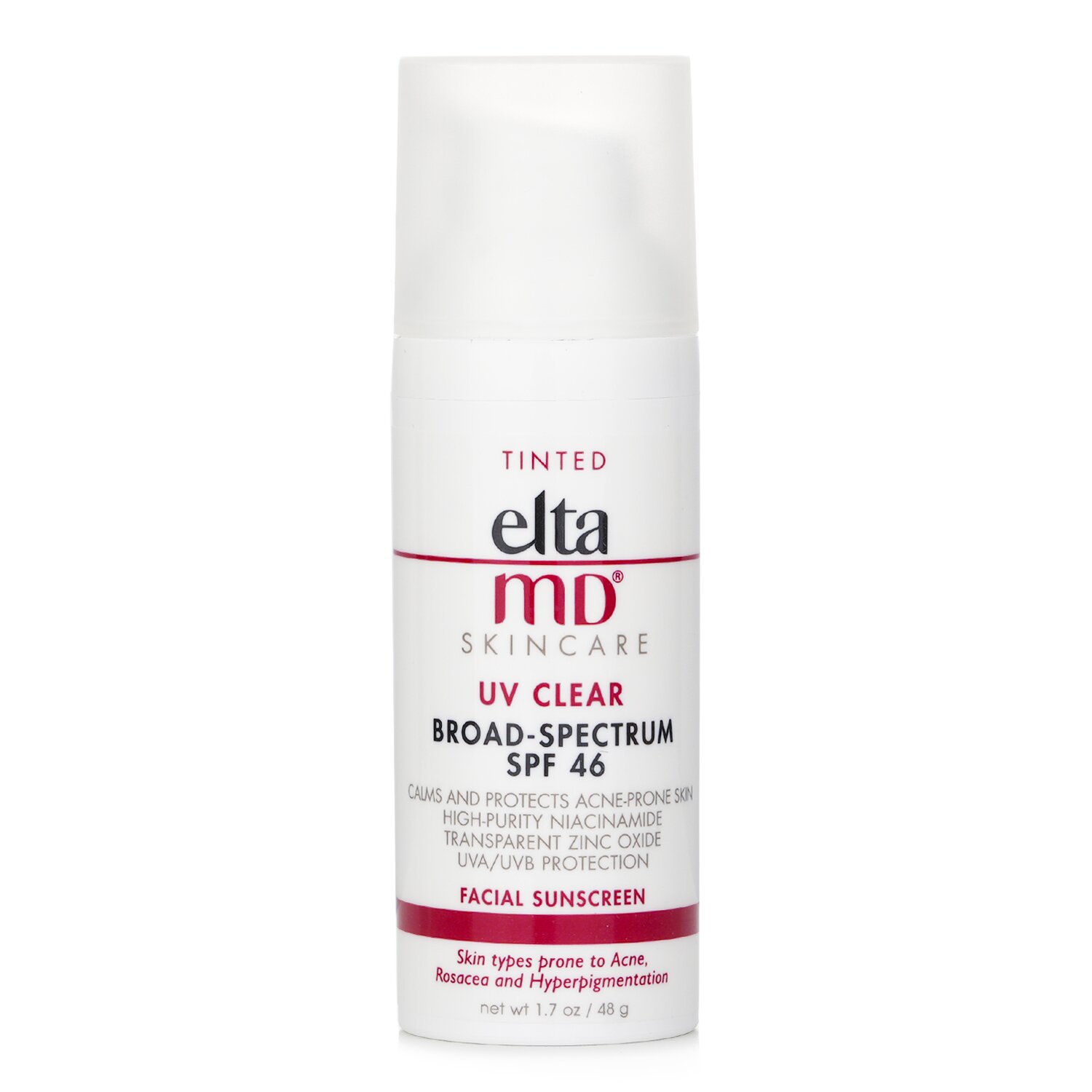 EltaMD UV Clear Facial Sunscreen SPF 46 - For Skin Types Prone To Acne, Rosacea & Hyperpigmentation - Tinted 48g/1.7oz