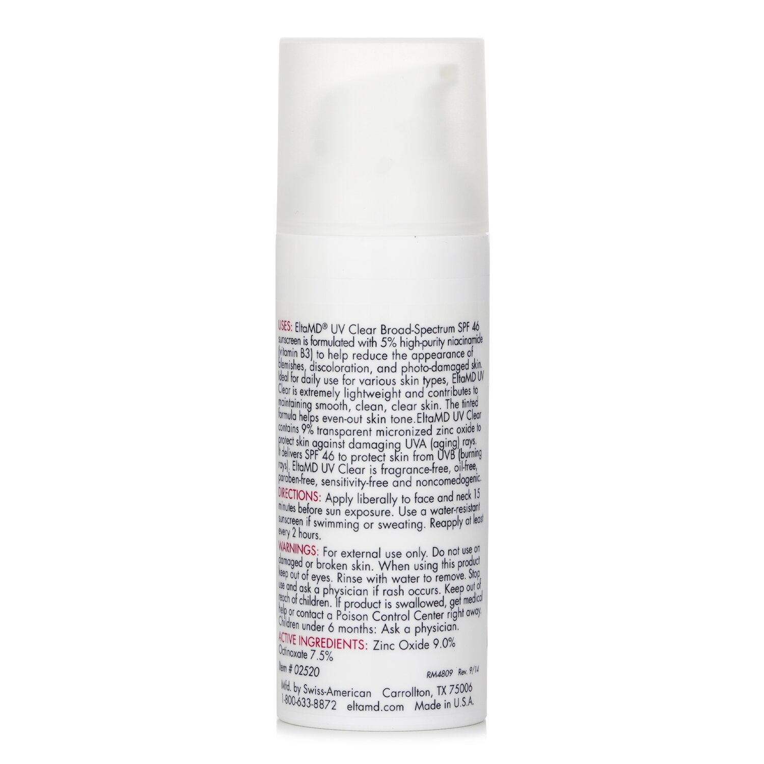 EltaMD UV Clear Facial Sunscreen SPF 46 - For Skin Types Prone To Acne, Rosacea & Hyperpigmentation - Tinted 48g/1.7oz