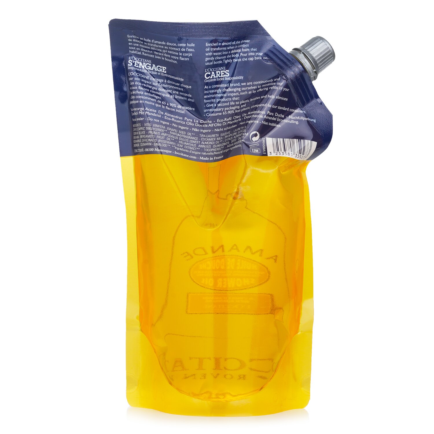 L'Occitane Almond Cleansing & Softening Shower Oil (Eco-Refill) (Random Packaging) 500ml/16.9oz