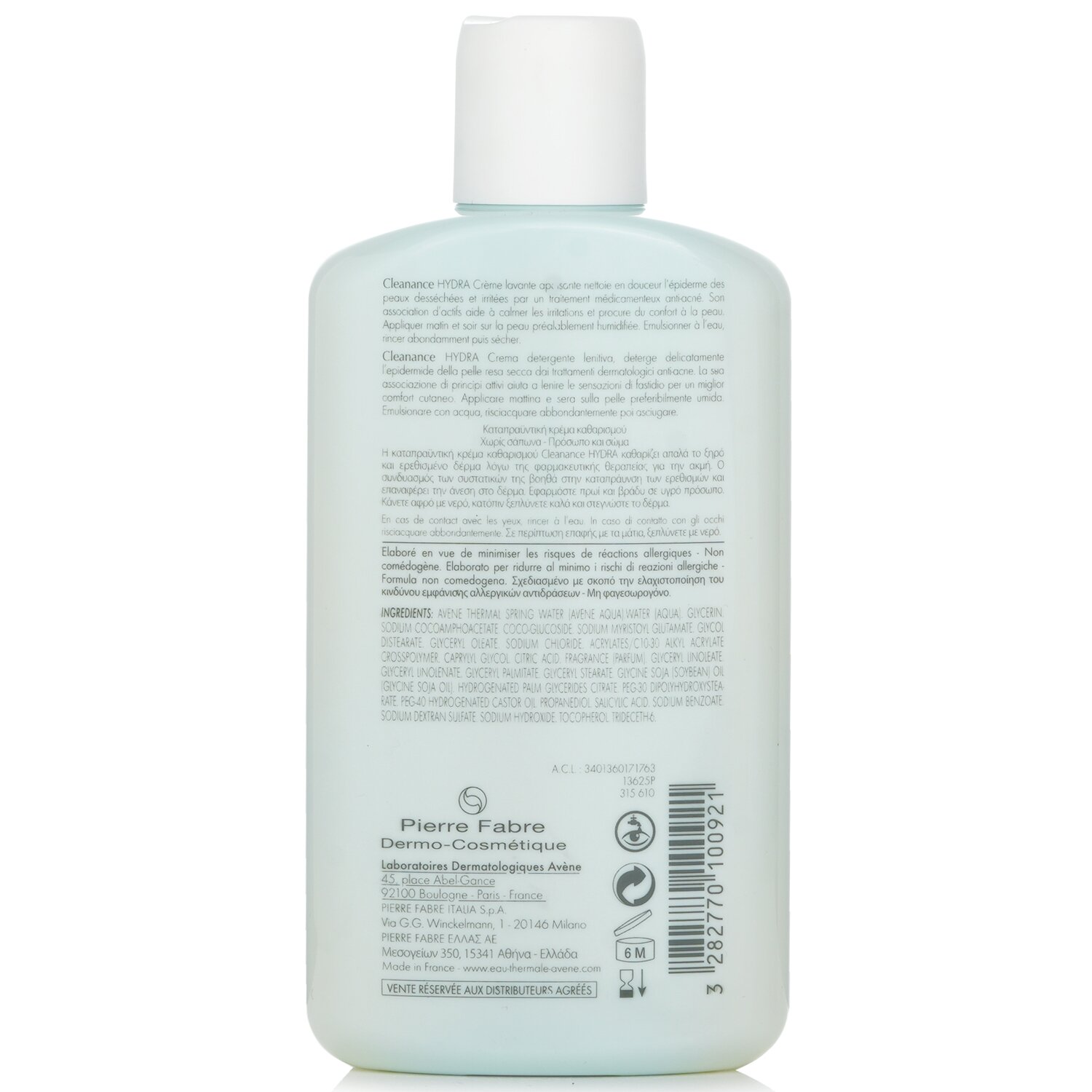 Avene Cleanance HYDRA Łagodzący Krem Oczyszczający - Do Skóry Zanieczyszczonej Pozostawionej Przesuszonej I Podrażnionej Zabiegami 200ml/6.7oz