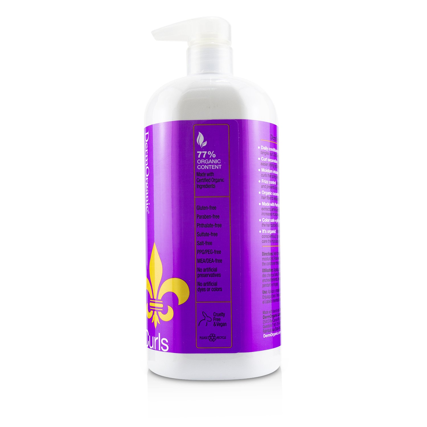 DermOrganic Curls Curl Conditioner (Ultra Moisturizing For Curl Hair) 1000ml/33.8oz