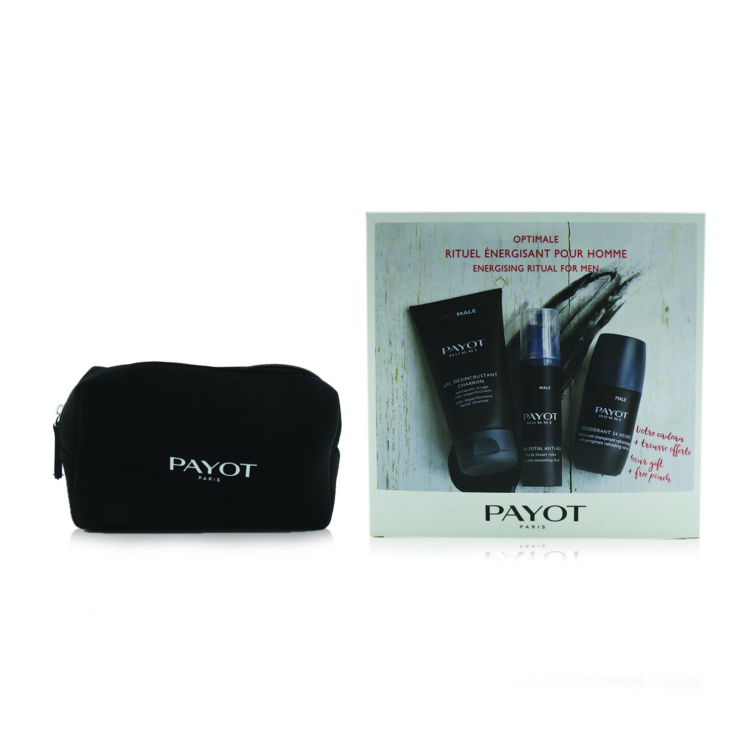 Payot Optimale Energising Ritual For Men Set : 1x Facial Cleanser 150 ml + 1x Wrinkle Smoothing Fluid 50 ml + 1x 24 Hrs Roll-On 75 ml 3pcs