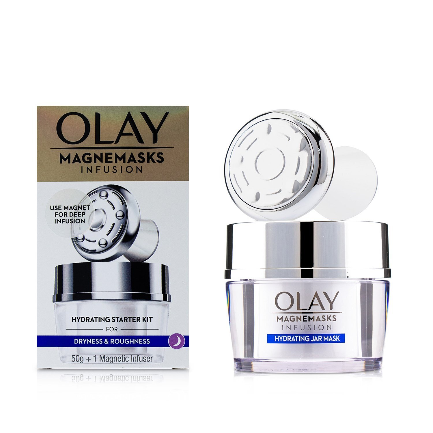 Olay Magnemasks Infustion Hydrating Starter Kit - For Dryness & Roughness : 1x Magnetic Infuser + 1x Hydrating Jar Mask 50g 2pcs