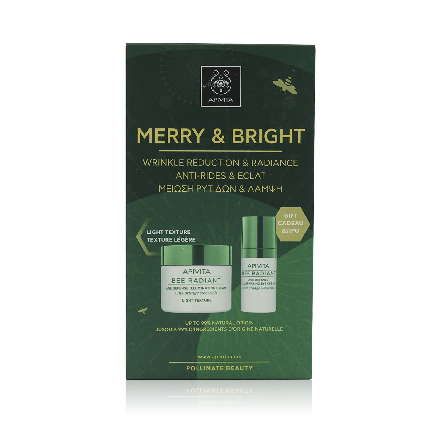 Apivita Merry & Bright Set: Bee Radiant Age Defense Illuminating Cream 50ml+ Bee Radiant Age Defense Illuminating Eye Cream 15ml 2pcs