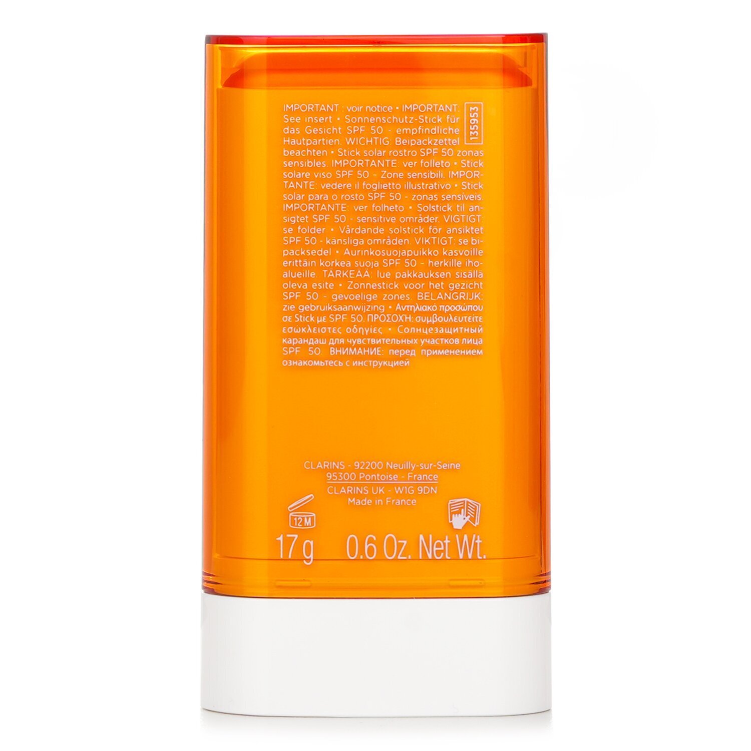 Clarins Invisible Sun Care Stick SPF50 High Protection - For Sensitive Areas (Random Packaging) 17g/0.6oz