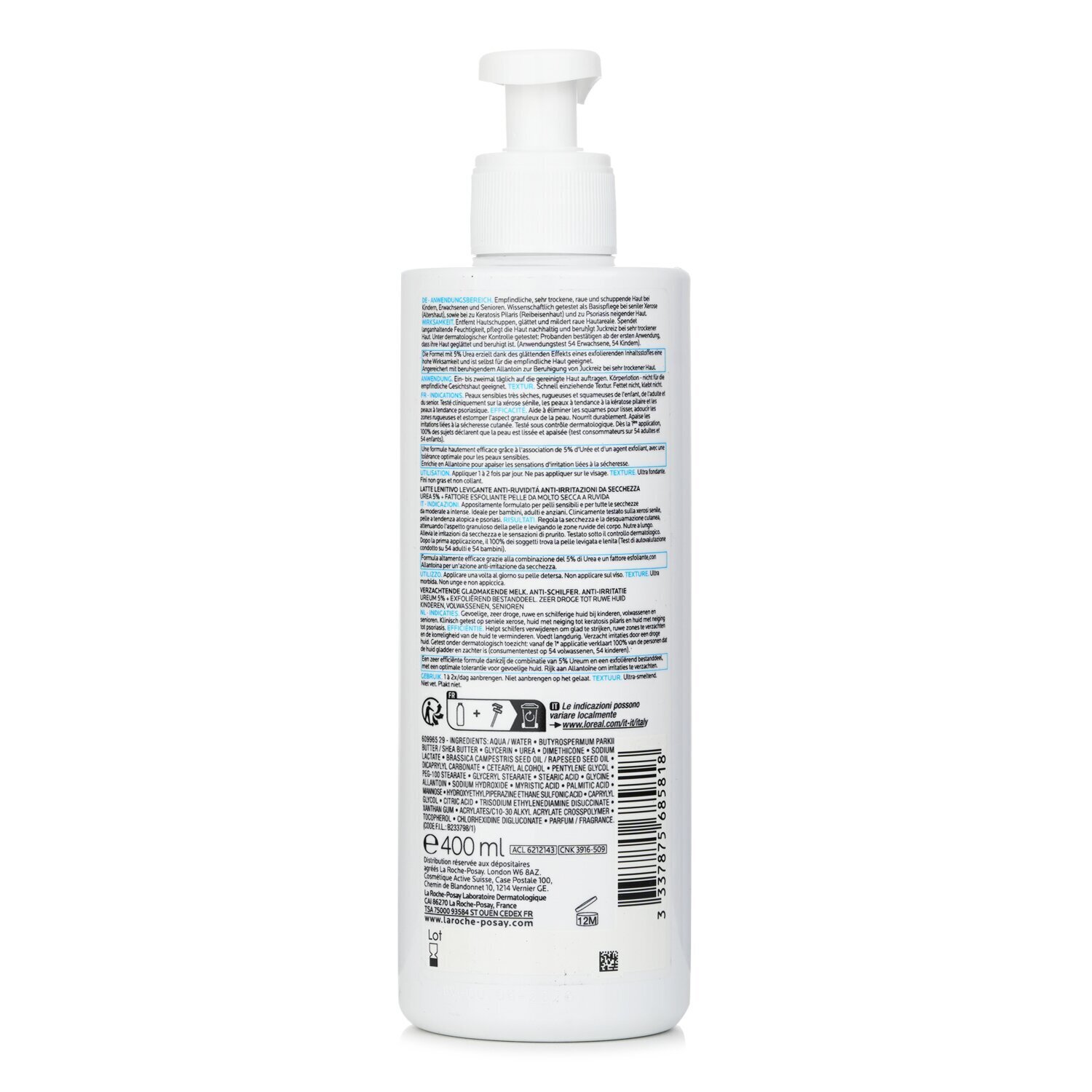 La Roche Posay Lipikar Lait Urea 5+ Smoothing Soothing Lotion (Anti-Flaking & Anti-Irritation)(Random Packaging) 400ml/13.5oz