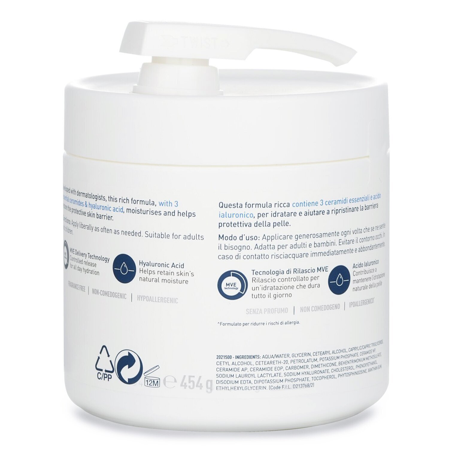 CeraVe Moisturising Cream For Dry to Very Dry Skin (With Pump)(Random Packaging) 454g/16oz