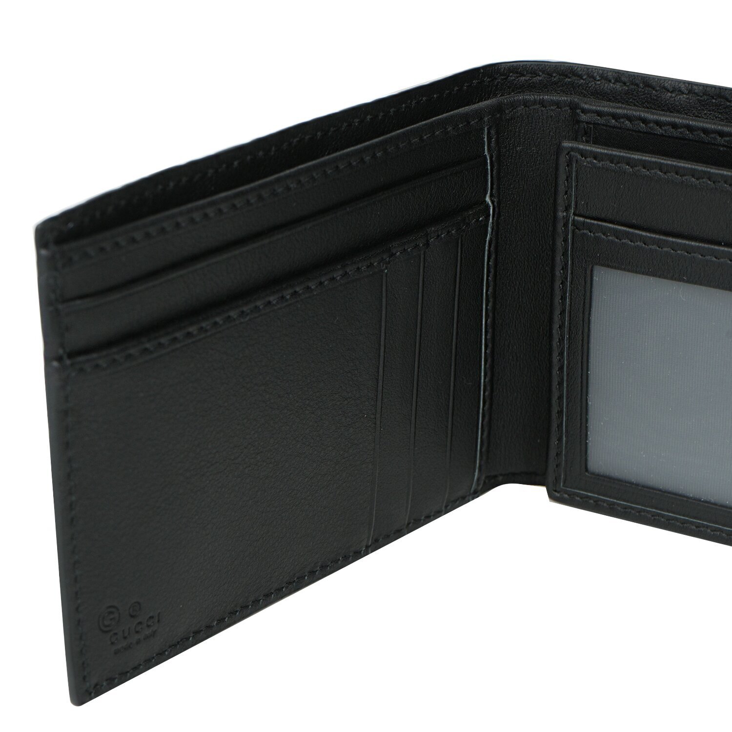 Gucci Leather Micro GG Guccissima Trifold Wallet 217044 Black