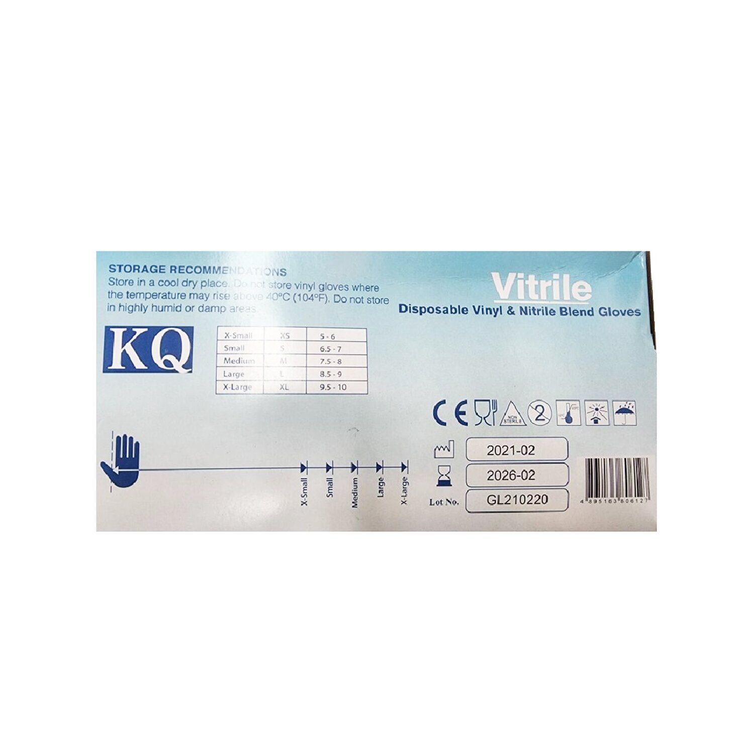 KQ KQ - Vitrile Disposable Vinyl & Nitrile Blend Gloves -blue (S) S