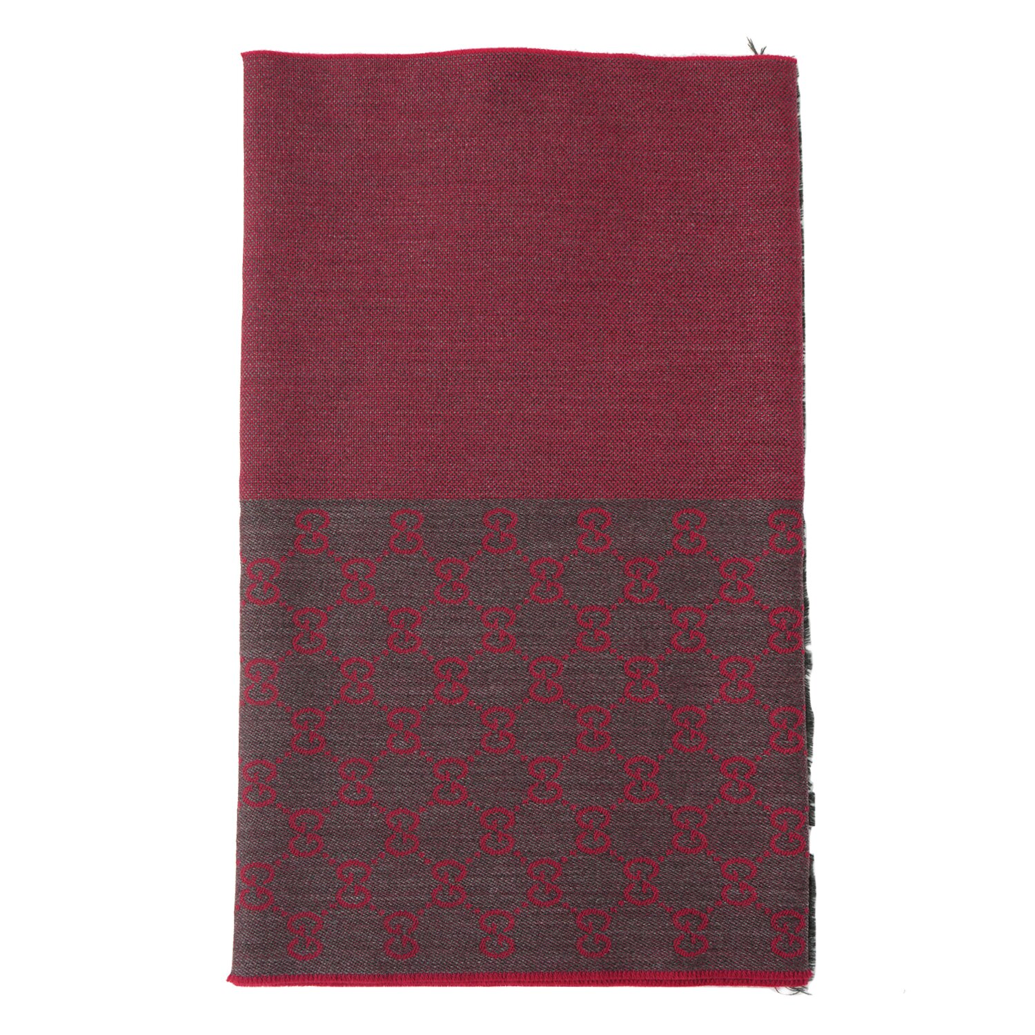 Gucci HALF GG LOGO WOOL SCARF 344994 Wine