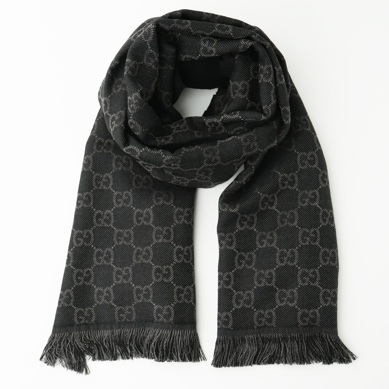 Gucci Reversible Arlisse GG Guccissima Scarf/Muffler 544619 Black Black