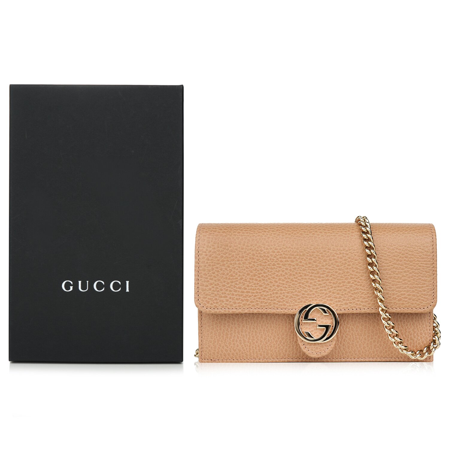 Gucci Icon GG Interlocking Wallet On Chain Light CamelCrossbody Bag 615523 Light Camel