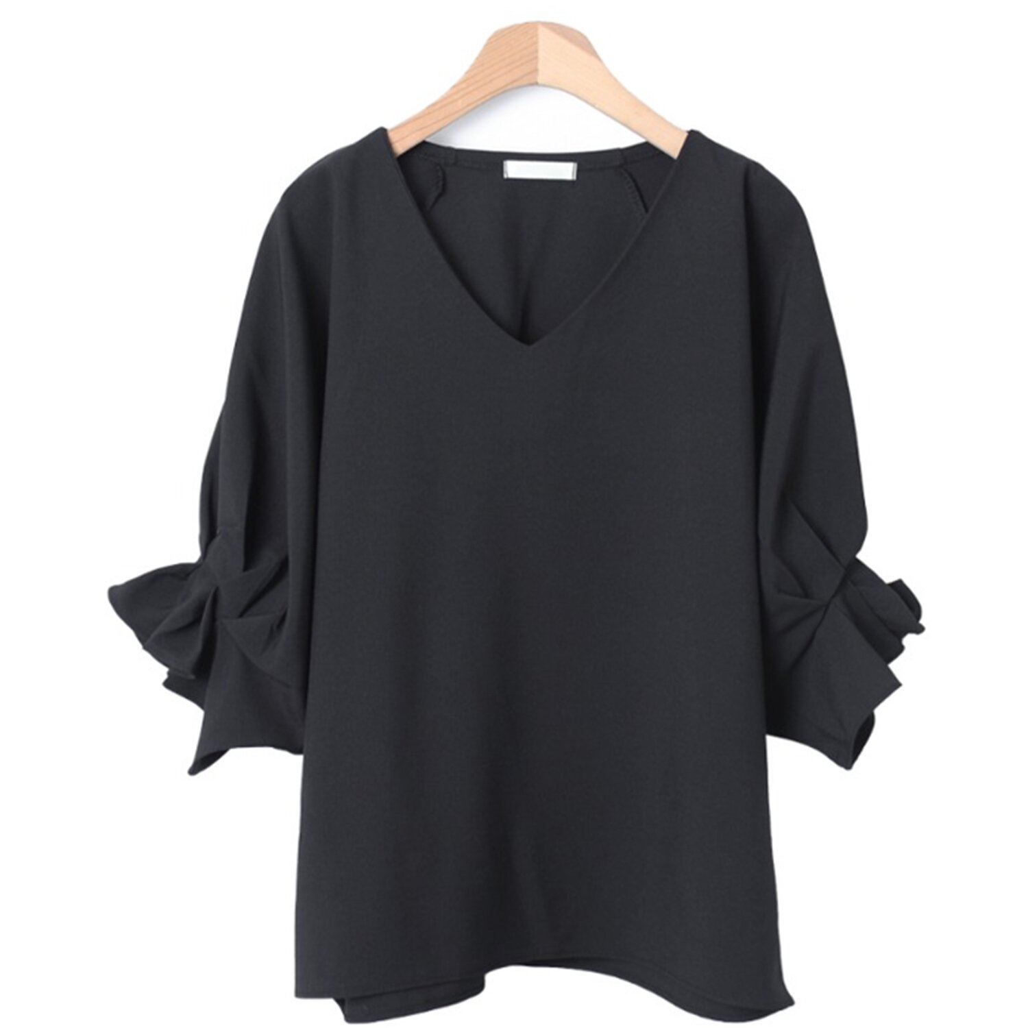 Trendywhere V-Neck Loose Fit Ruffle Blouse Free (XS-L)
