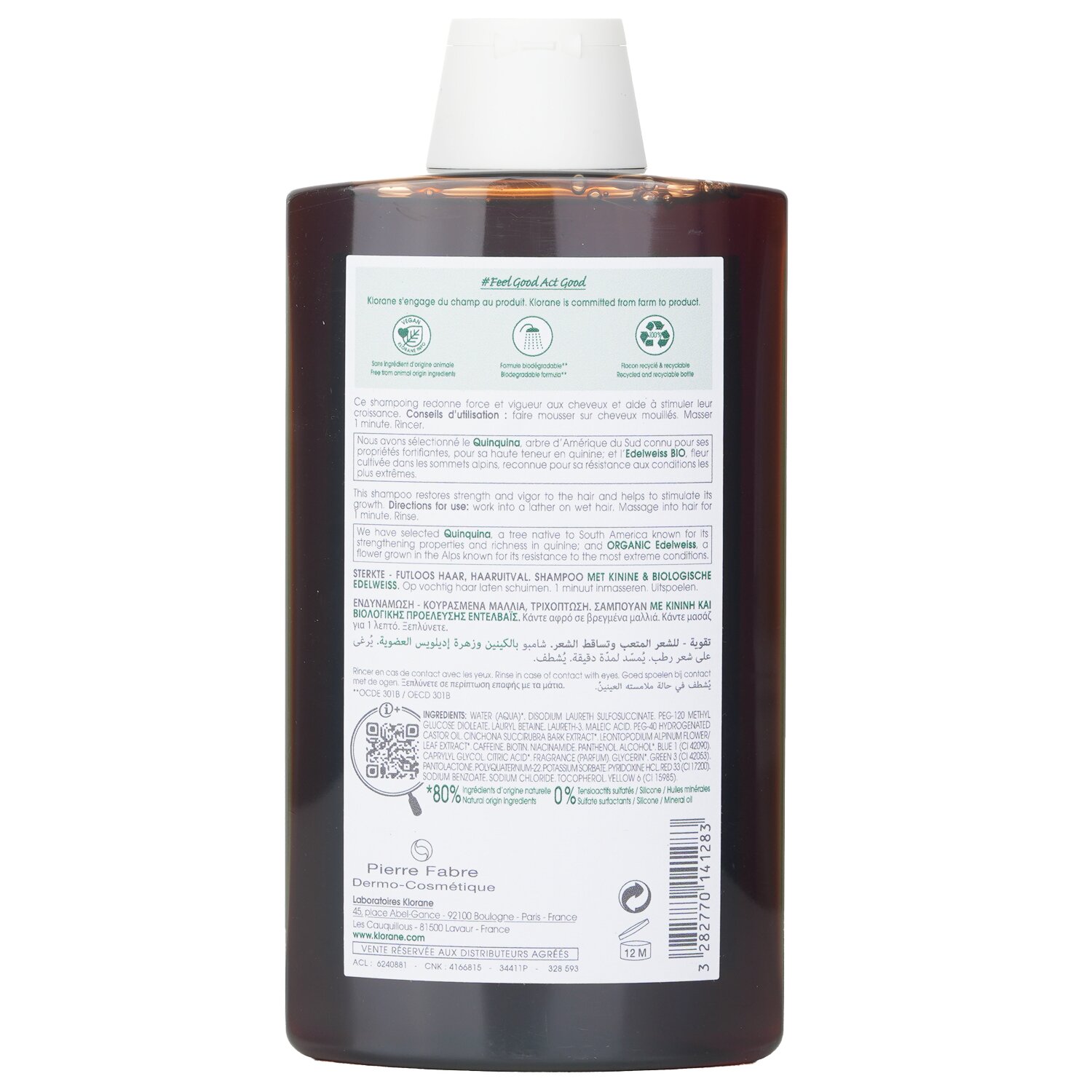 Klorane Strengthening & Stimulating Shampoo with Quinine(Random Packing) 400ml
