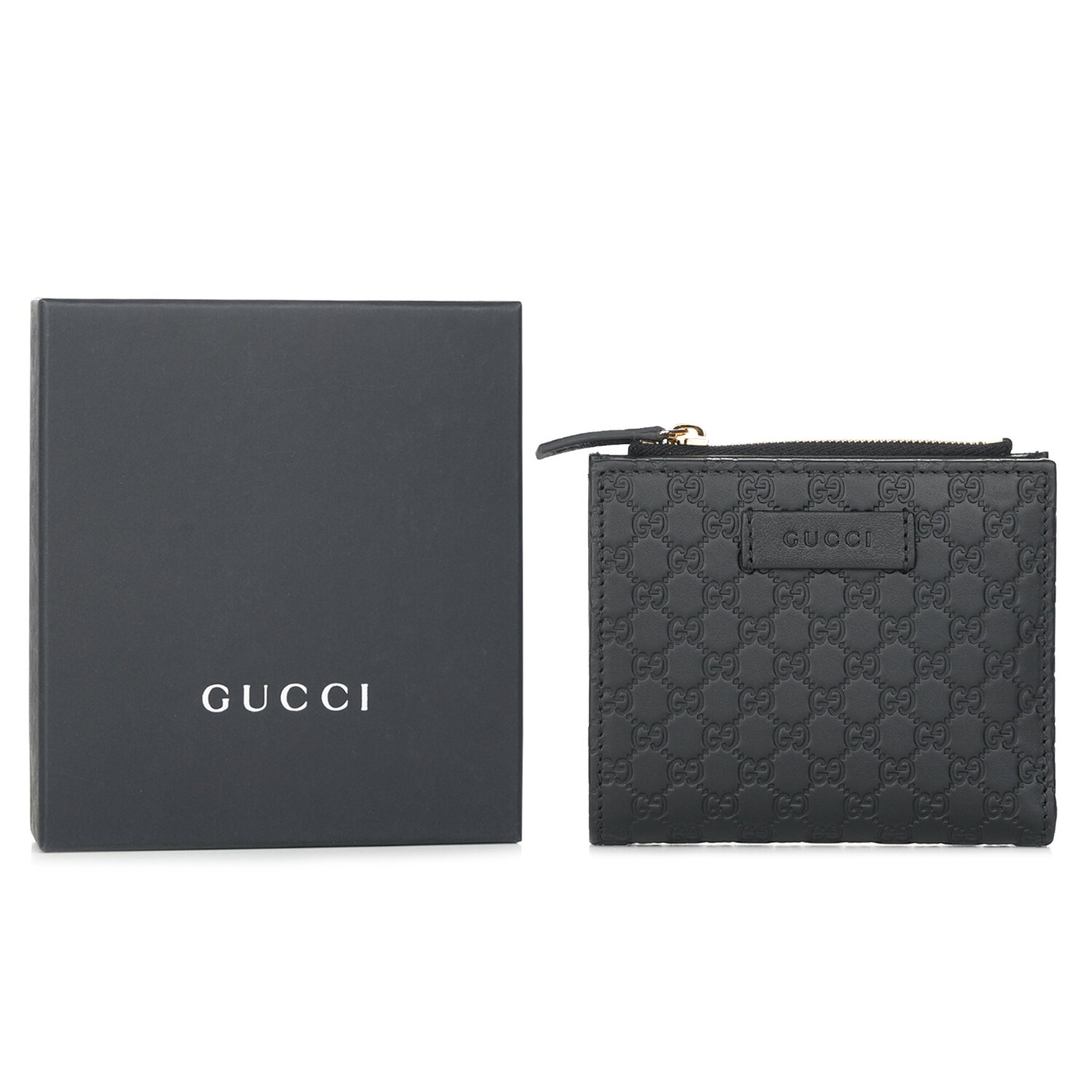 Gucci Micro GG Guccissima Leather Small Bifold Wallet 510318 Black